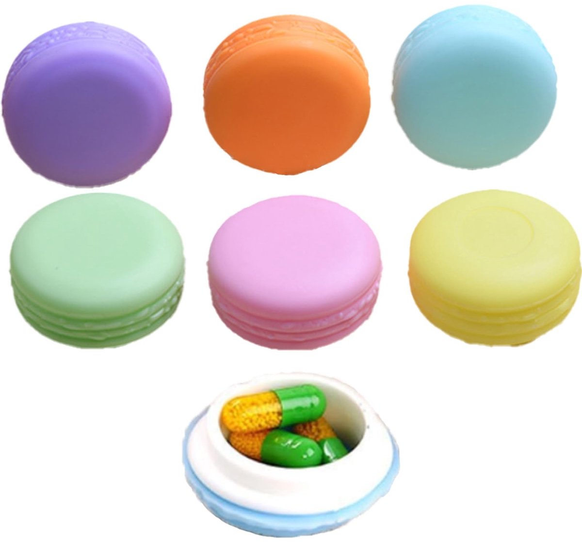 Dailygoods- Opbergdozen 12 stuks - Mini-opbergdozen 10 ml - Kleurrijke pillendozen - Voor pillen/sieraden/cosmetica - Hoogwaardig kunststof - 4 cm diameter x 2 cm hoog - Pillendoos