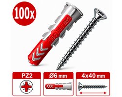 Fischer pluggen Duopower 6x30 & Tornitrex kruiskop schroeven | 100 sets