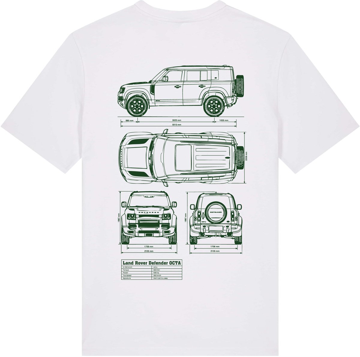 Witte Land Rover Defender OCTA T-shirt - maat L