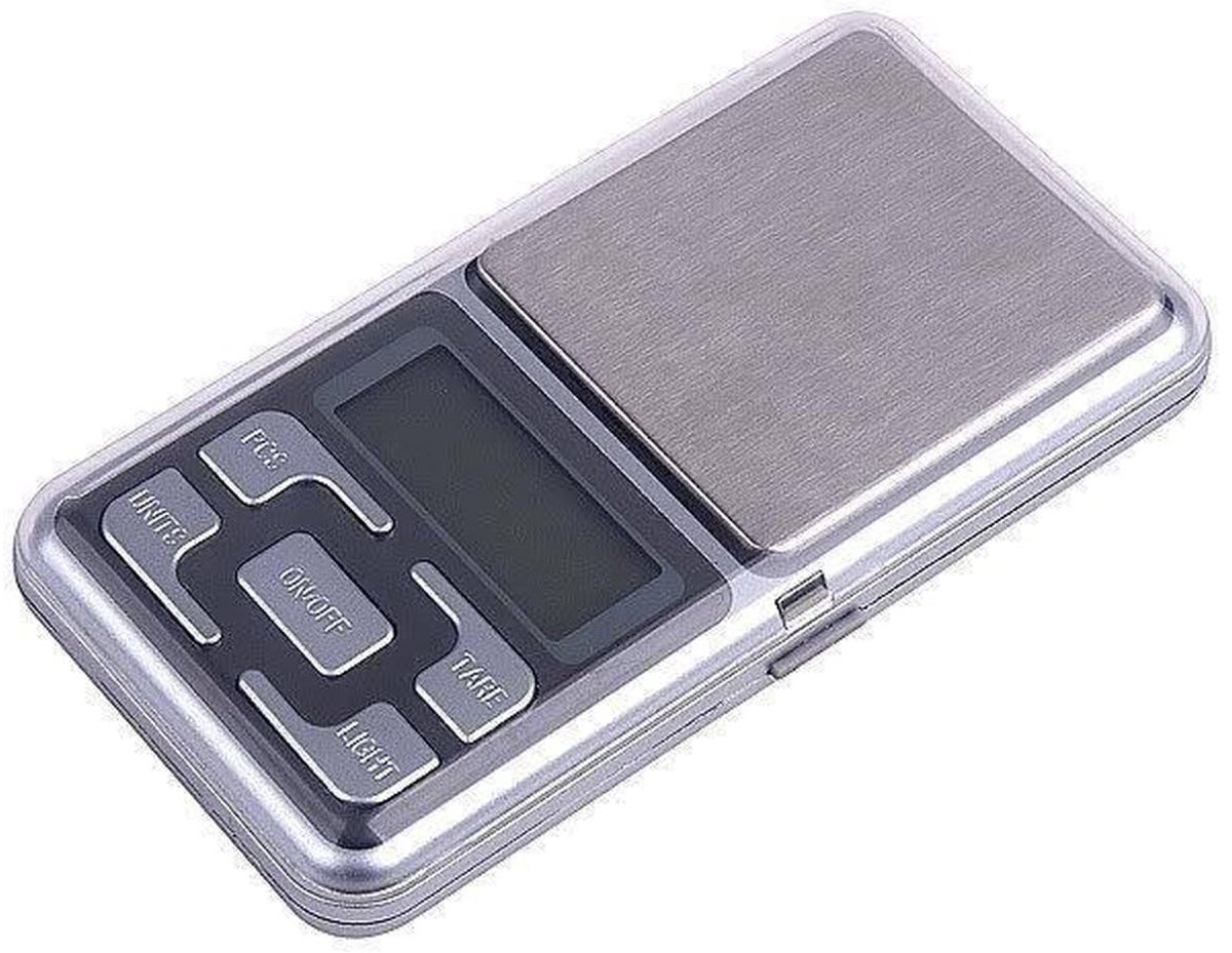 Okado Digitale Precisieweegschaal 200 g – Nauwkeurigheid 0,01 g – Portable Mini Weegschaal met Tarrafunctie en Digitaal Display – Zilver