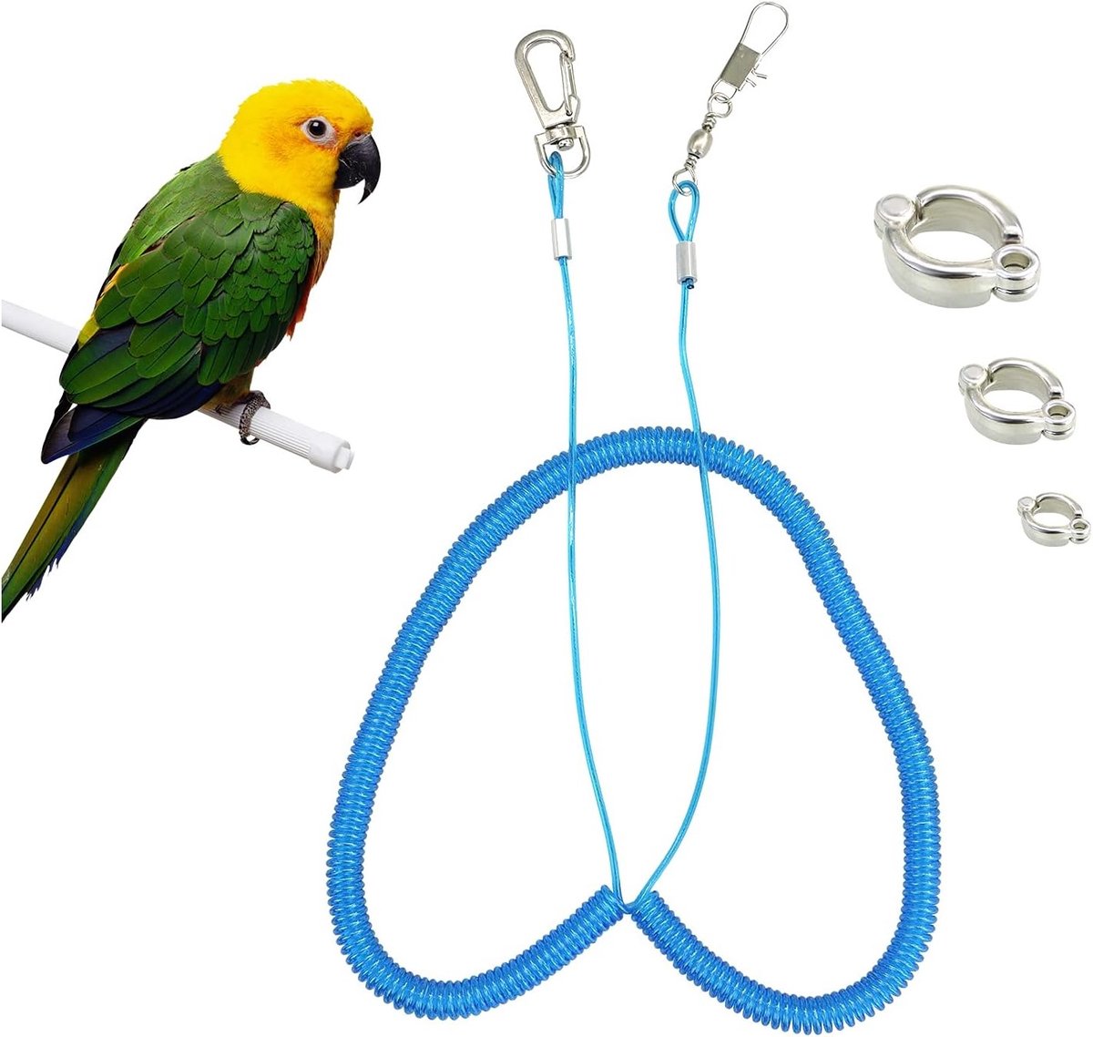 Vliegende Touw voor Papegaaien 5 m Enkelketting Buiten Vluchttraining Elastisch Touw voor Agapornis en Cockatiels