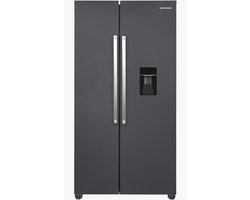 Heinner HSBS-HM529NFINVDGWDE++ American Side-by-Side Koelkast met Waterdispenser 529 L – Total No Frost – Inverter Compressor – ECO-functie – Holiday-functie – Super Freeze – Open-deur Alarm – Antracietgrijs – 5 Jaar Garantie