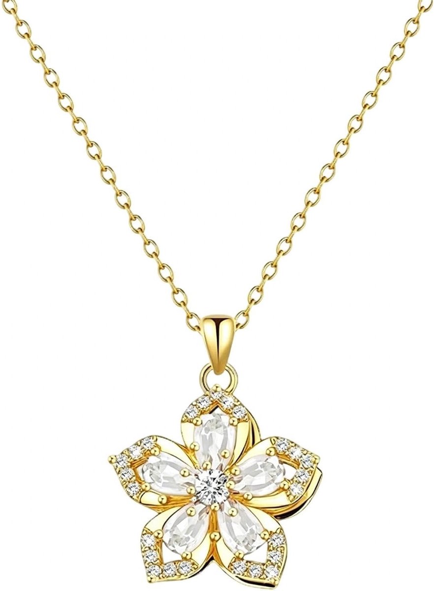 Verstelbare Roze Bloemenketting met 360° Draaibare Kristal Hanger voor Dames - Prachtige Vintage Sieraden Perfect voor Dagelijks Gebruik en Cadeaus