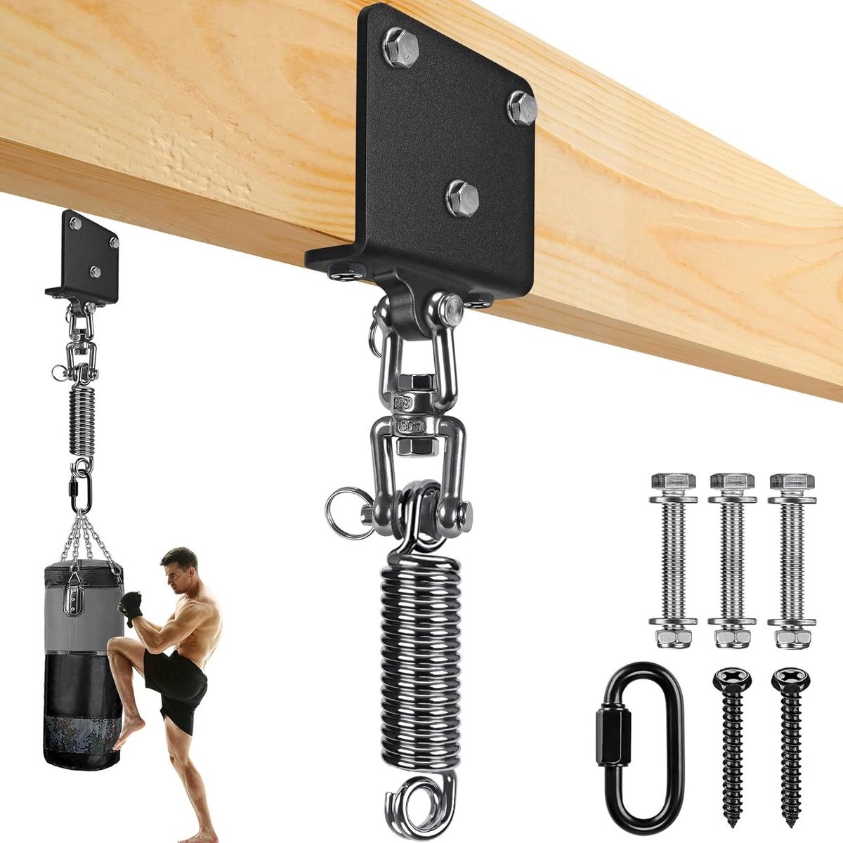 Punching bag hanger 1000lbs - Heavy duty carbon staal - 360° draaibare haak - Ideaal voor Muay Thai training - SnelShoppen