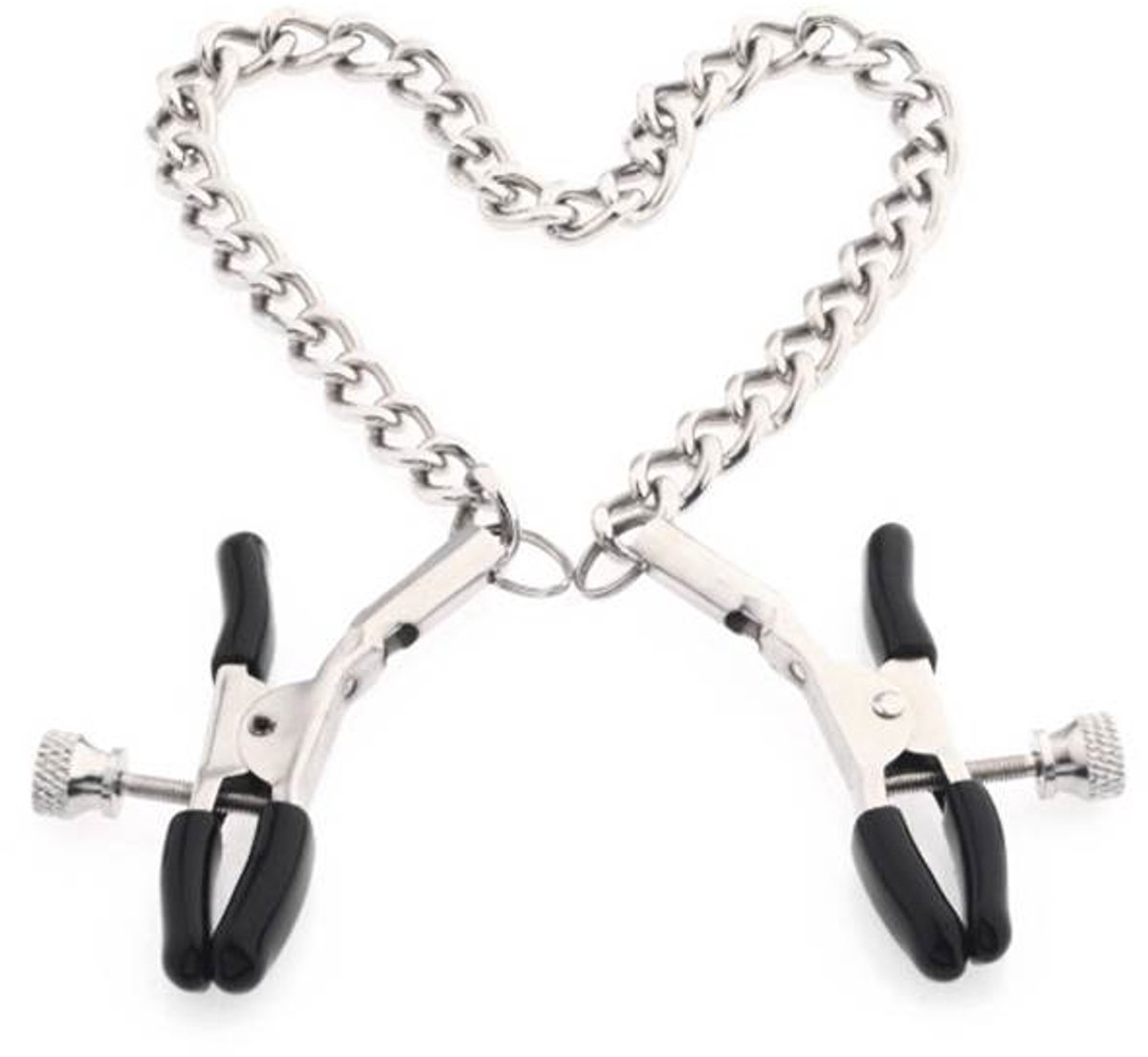 Zeloria Verstelbare Tepelklemmen met Ketting – Metalen Klemmen met Comfort Tips – Zilver