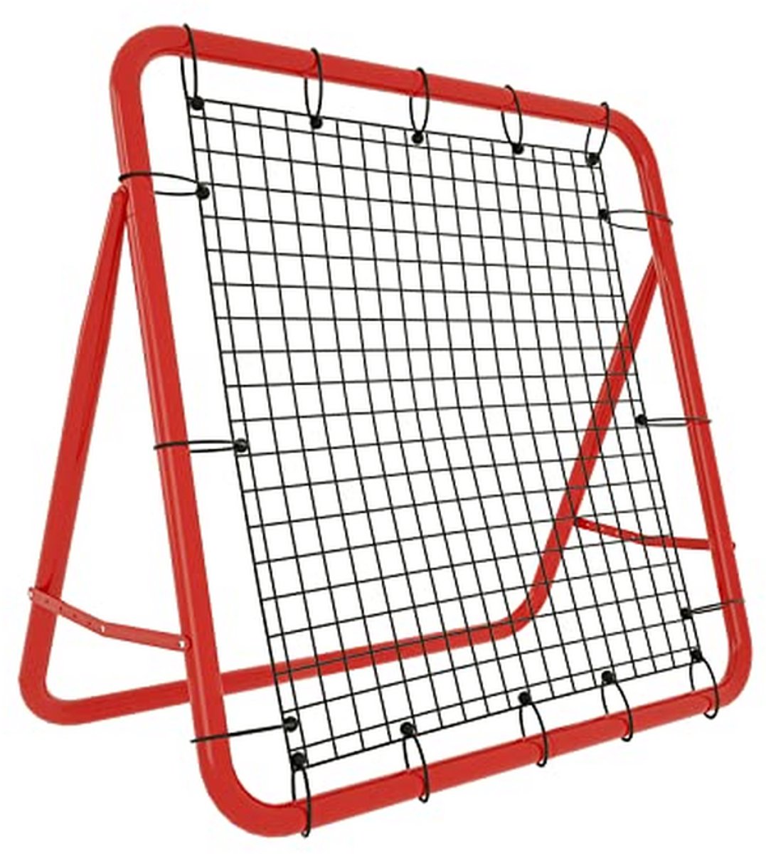 Voetbal Rebounder - Trainingswand Kickback - Balvaardigheid Verbeteren - 5 Instelbare Hoeken - 100 x 100 cm - Rood