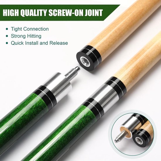 Biljartkeu - Poolstok - Biljart Spelen - Houtconstructie - 147 cm - Groen — afbeelding 3