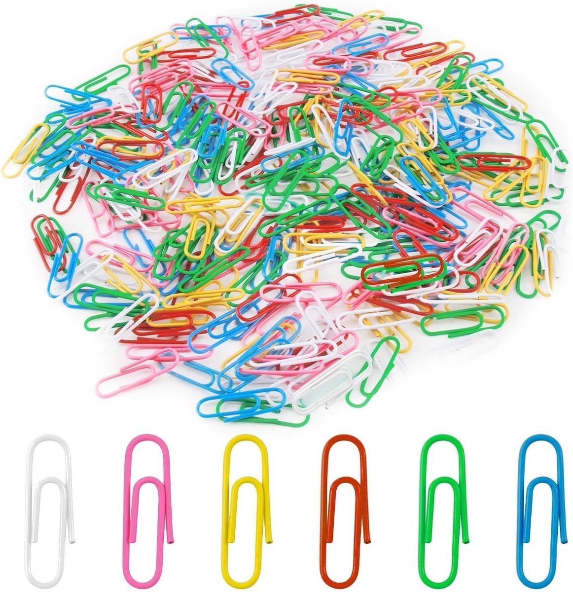 Set van 300 Kleurige Metalen Paperclips van 2.8 cm in Praktische Plastic Doos voor Kantoor, School en Thuisgebruik
