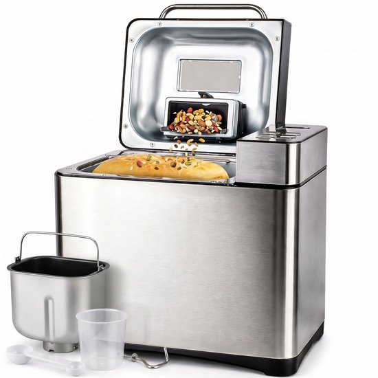 Bakemaster BroodbakMachine - Met Glutenvrij programma - 19 programma's - Tot 1000 gram - Broodmachine met Timer - 650W - RVS - Skoov