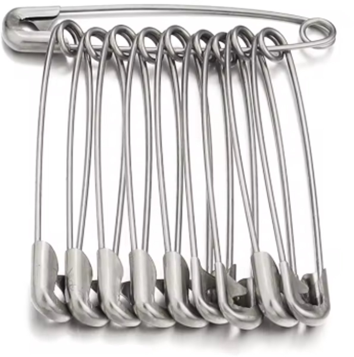 Okado Veiligheidsspelden Zilver 5 cm – 12 Stuks – Metalen Spelden voor Naaien, Breien en Handwerk