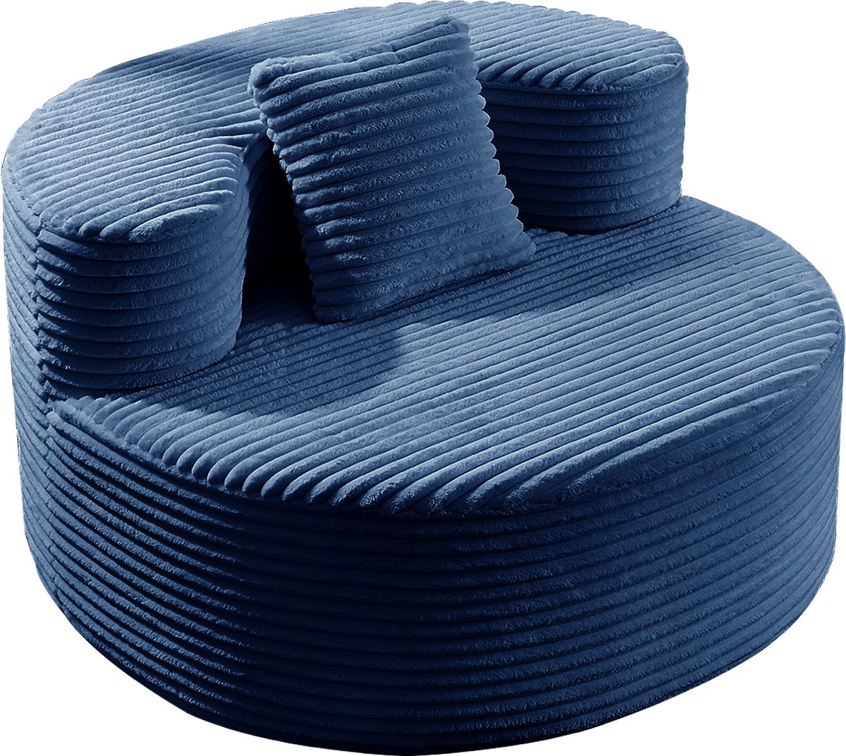 Volwassen Beanbag Accentstoel, flanellen beklede fauteuil met kussens, zachte ronde lounge accentstoel voor woonkamer, slaapkamer, studentenkamer- Blauwe