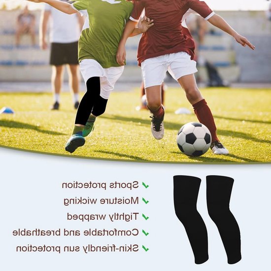 Duurzame lange compressiesokken voor kinderen, ondersteuning voor benen en kuiten, niet-slip, UV-bescherming voor sportactiviteiten zoals basketbal en voetbal, Zwart, maat 37 — afbeelding 4