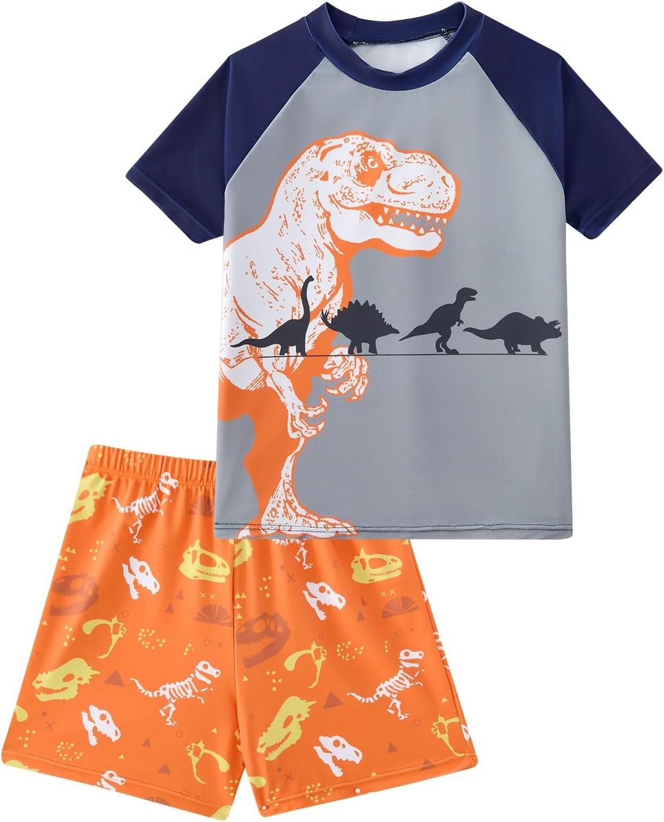 Rashguard voor jongens met dinosaurusthema - Twee-delige zwemset voor actieve kinderen