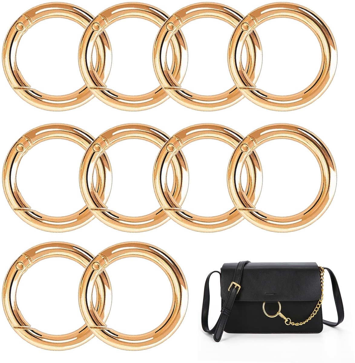 LIVIA HOME- Karabijnhaak 45 mm - Set van 10 - Robuust - Zinklegering - Lichtgewicht - Geschikt voor sleutels/tassen - Haak