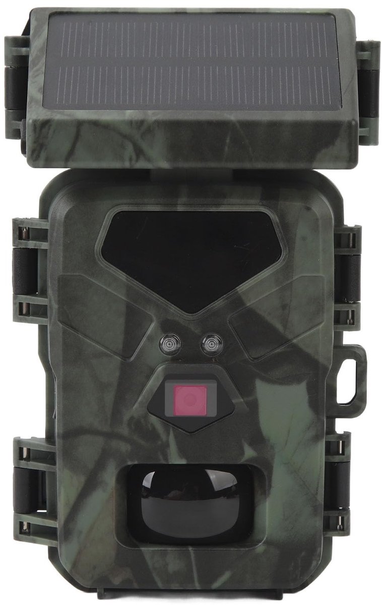 SOUQONE- Trailcamera op zonne-energie 20MP - 1080P Videoresolutie - 60° Detectiehoek - Nachtzicht - IP65 Waterdicht - 0,45s Triggersnelheid - Wildlife Camera