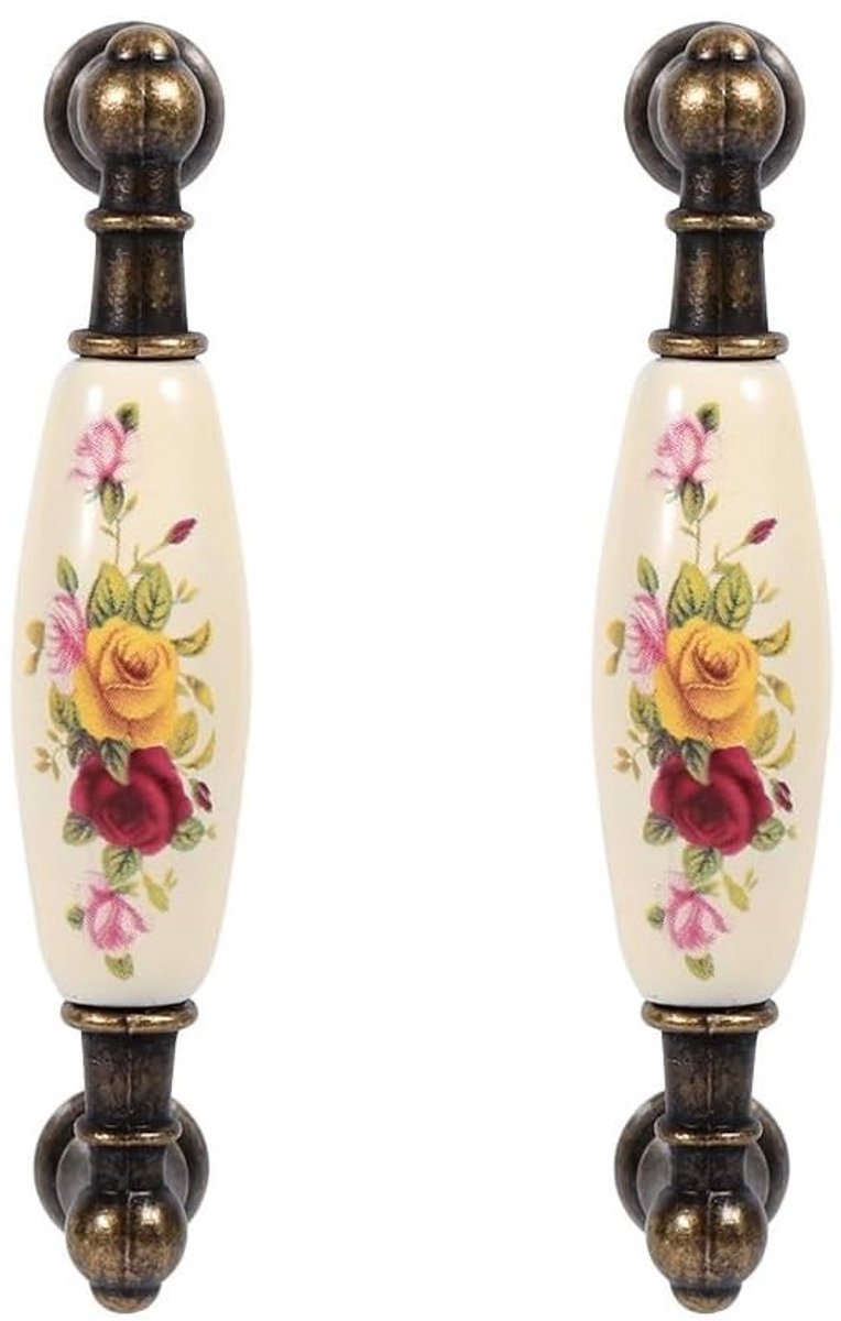 SOUQONE- Kastgreep Antiek - Vintage Deurklink - Keramische Legering - Bloemenpatroon - DIY