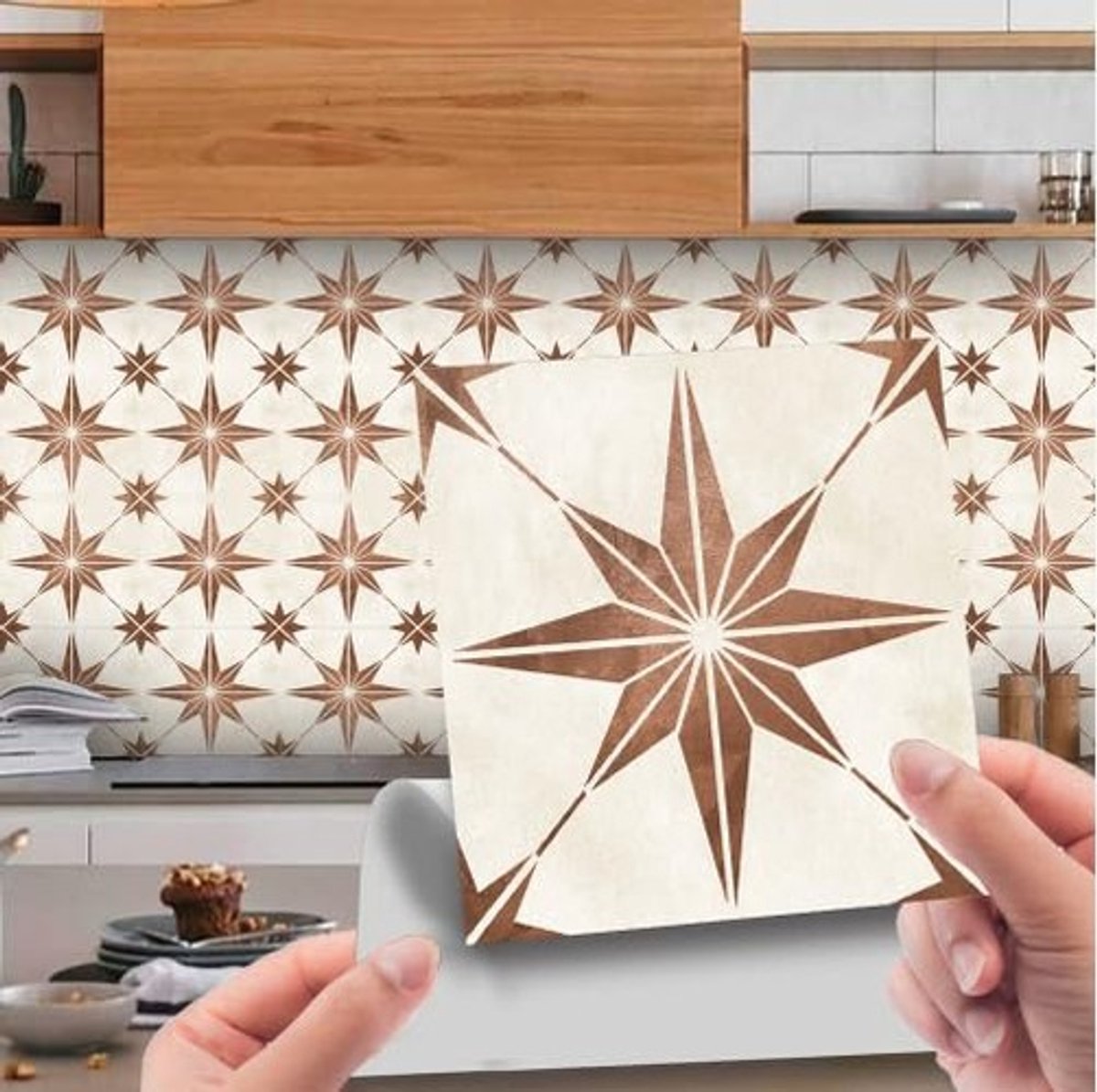 SOUQONE- Tegelstickers 30 Stuks - 10x10 cm - Gouden Ster - PVC - Muurdecoratie - Keuken/Badkamer - Doe-het-zelf Decoratie - Muursticker