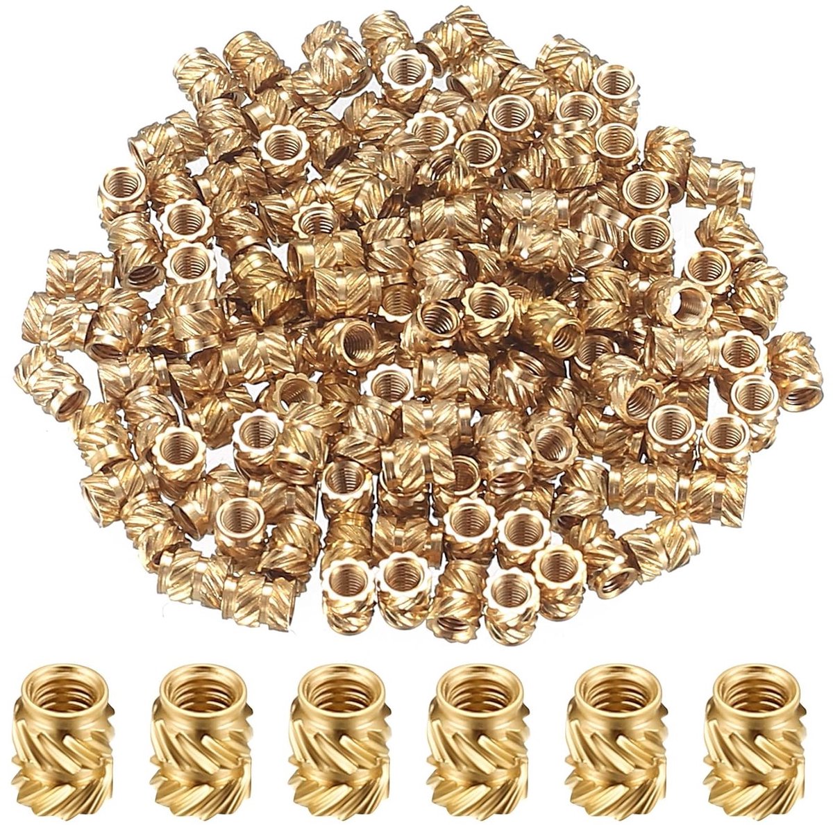 150 Delen Draad Inserts, M3x5.7x4.6 Persmoeren, Messing Insertmoeren voor 3D Printer en Kunststof Onderdelen