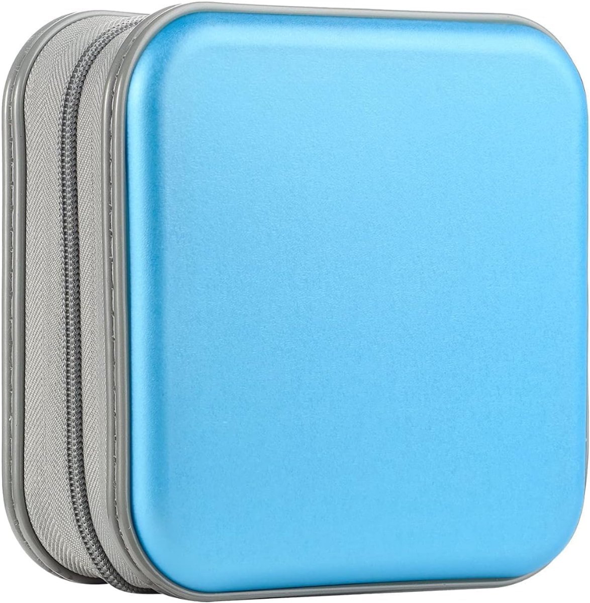 QIN® CD Koffer - DVD Hard Kunststof Hoesje Houder - CD Organiser Portemonnee - Hemelblauw - 16cm x 16cm x 7cm