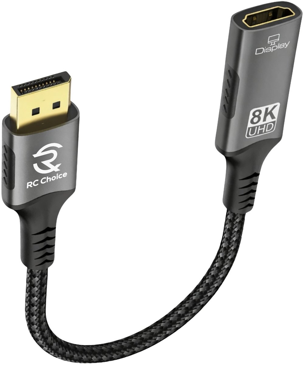 DisplayPort naar HDMI Adapter Kabel - 8K 60Hz - Sterk en Flexibel Nylon