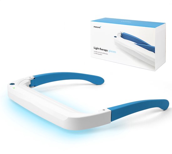 Mecura Lichttherapiebril met Timer - Daglichtlamp 10.000 Lux - Lichttherapielamp Bril - Wit & Blauw Licht 480nm - SAD Lamp - Daglichtbril - 100% UV Vrij - CE Gecertificeerd