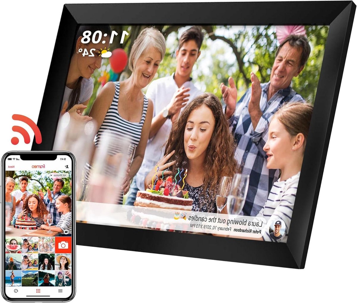 Digitale fotolijst - Foto display - Momenten delen - Met WiFi en app - 10 inch scherm - Zwart