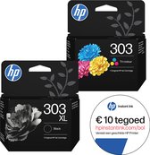 HP 303 Kleur & HP 303XL Zwart Inktcartridges - Origineel HP + €10 HP Instant Ink-tegoed - Voordeelbundel voor HP ENVY en HP Tango