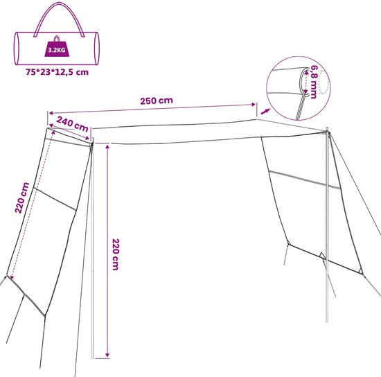vidaXL - Waterdichte - Tarp - 302 - x - 240 - x - 240 - cm van Vidaxl — afbeelding 3