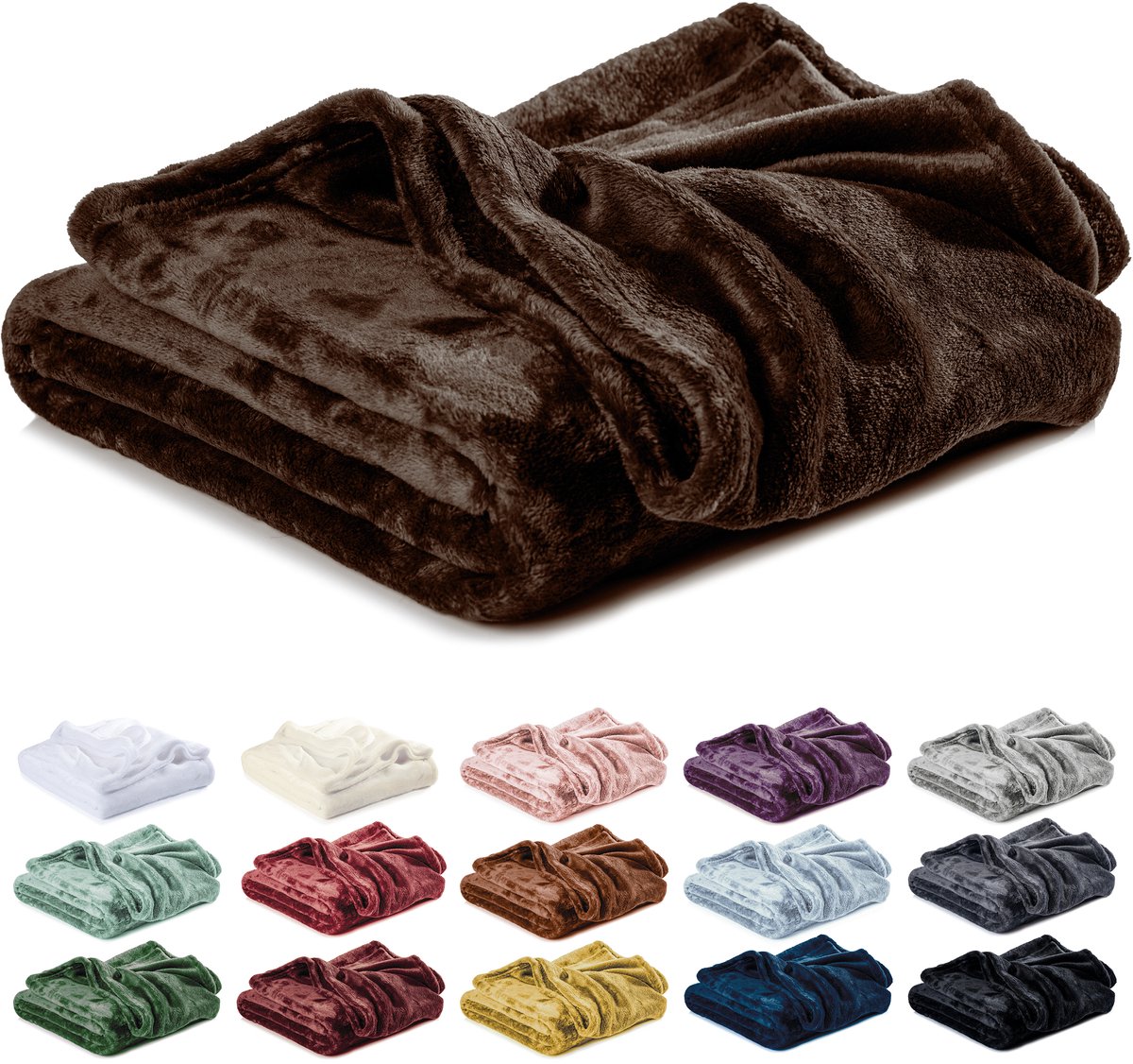 Lavea® Fleece Deken 180x220 cm – 2-persoons, Zacht – Warme Bankdeken van Pluizige Microvezel voor Bank en Bed, Ademend en Wasbaar – Mokka Bruin