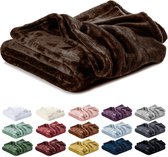 Lavea® Fleece Deken 180x220 cm – 2-persoons, Zacht – Warme Bankdeken van Pluizige Microvezel voor Bank en Bed, Ademend en Wasbaar – Mokka Bruin
