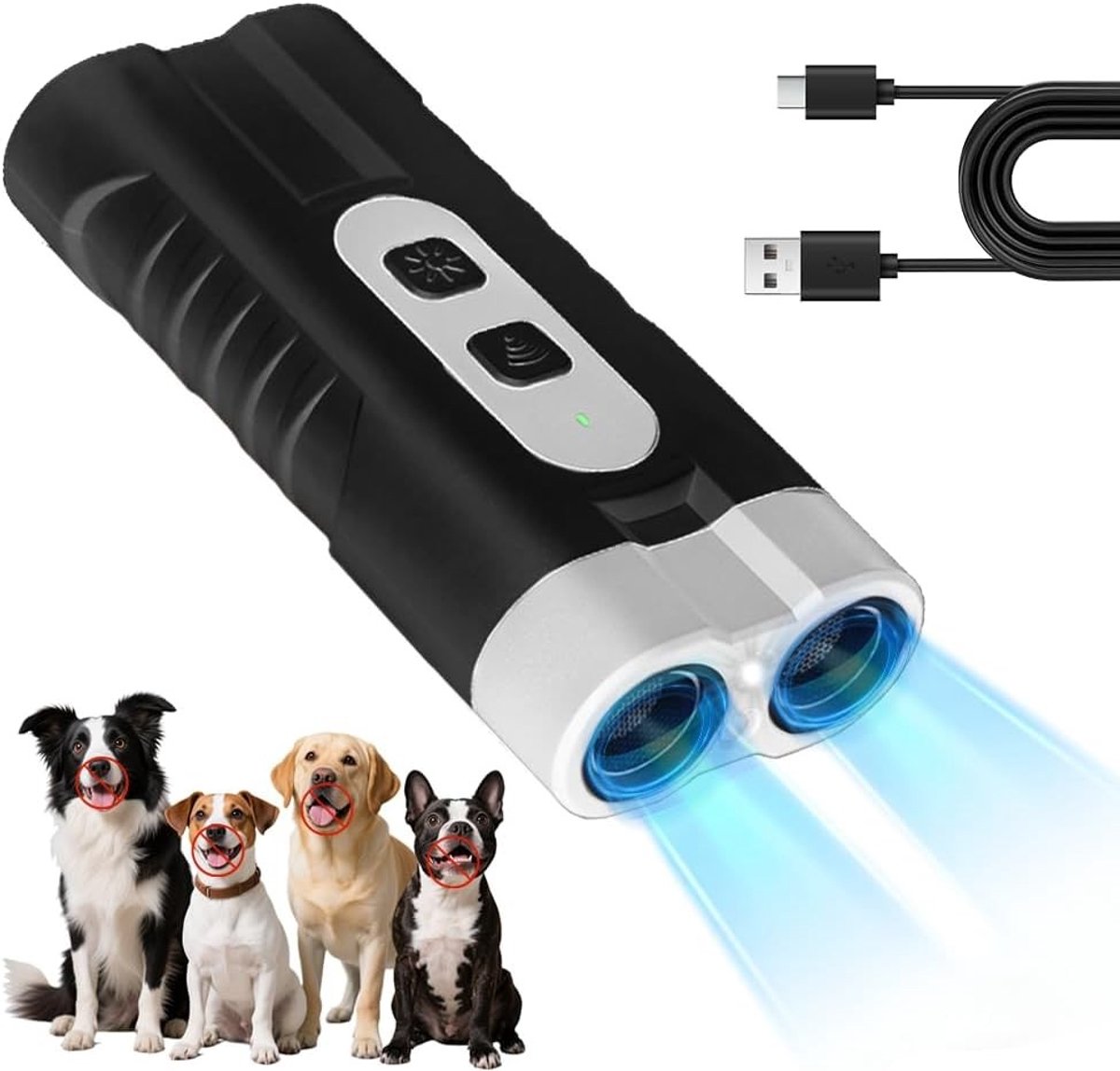 Ultrasone Hond Afschrikker met Oplaadbare Batterij en 3 Instelbare Frequenties voor Effectieve Training en Geluidloze Controle