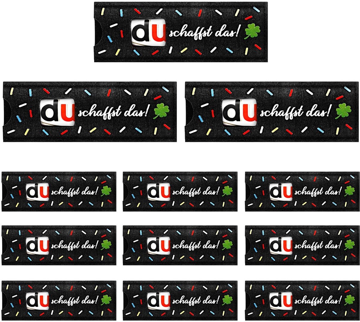 Dailygoods - Vilten cadeautas - Geschenkdozen set - 12 stuks - Du schaffst das - Perfect voor cadeaus - Ideaal voor feesten