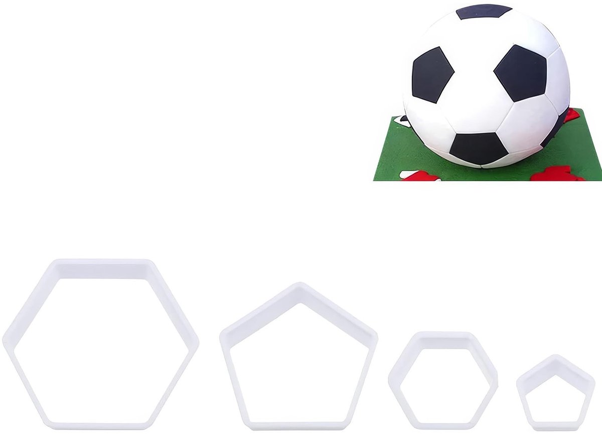 Dailygoods- Uitsteekvormen Voetbalpatroon - Uitsteekvormen Rond - Uitsteekvormen Dieren - Uitsteekvormen Letters - Kunststof - 4 Maten - Bakkersvormpjes
