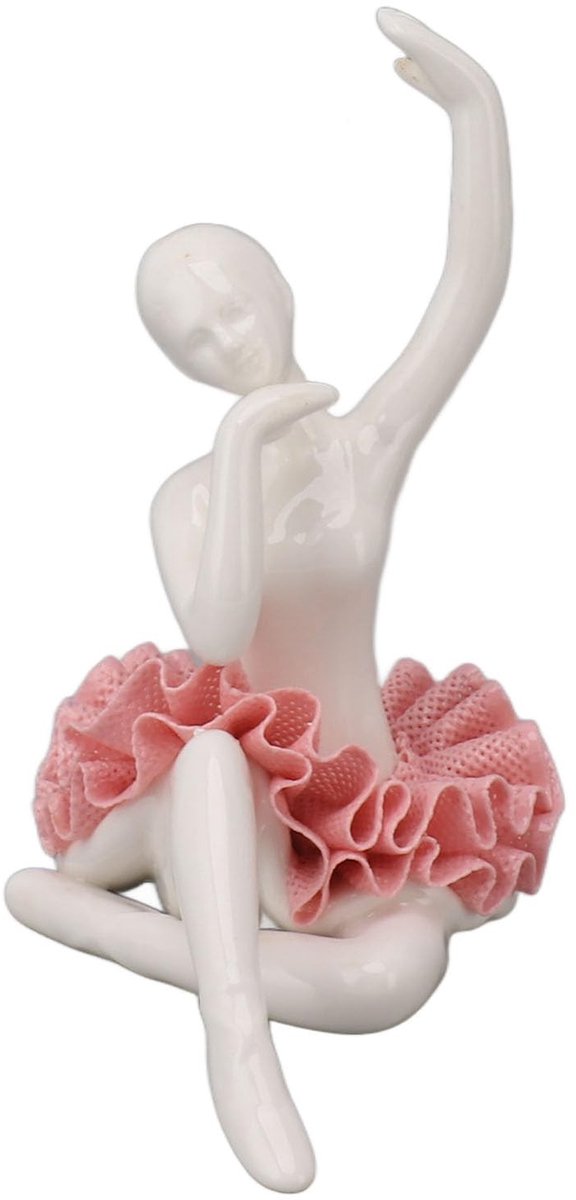 Dailygoods- Ballerina Beeldje Uniek Kunstwerk - Keramisch Ballerinameisje - Decoratie - Sculptuur - Bureau/Boekenplank - Fijn Vakmanschap - Beeldhouwwerk