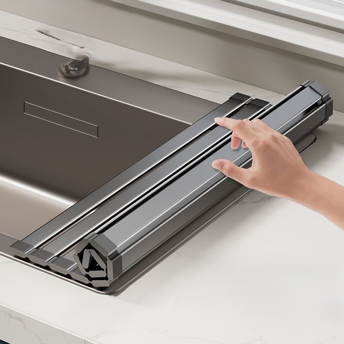 Roll Up Schotel Droogrek - afdruiprek inklapbaar - 30*35cm - afdruiprek metaal - Over Sink Droogrek Sink - Cover Keuken Gootsteen - Accessoires Gadget - Multifunctionele - Organizer Opvouwbare Afdruiprek - Opbergrek voor de afwas