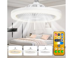 Stille plafondventilator met lamp - Lampfitting met schroefbevestiging - LED-lamp voor plafondventilator - Plafondventilator met lamp en afstandsbediening voor keuken, badkamer, berging, garage