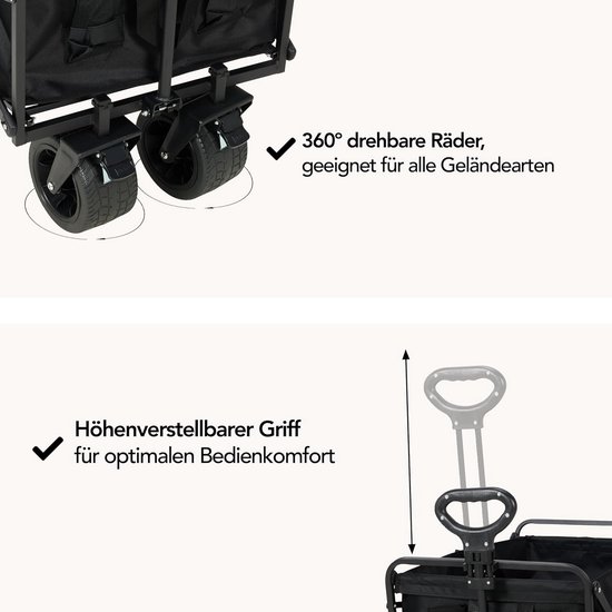Handige Transportkar - Opvouwbare Kar - Boodschappen Vervoeren - Hoge Laadcapaciteit - 180 kg - Zwart — afbeelding 5
