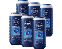 NIVEA MEN Douchegel Total relax Mannen - 3-in-1 Shower Gel - Shampoo - Voordeelverpakking - 6 x 250 ml