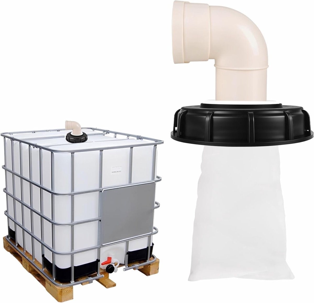 Lidfilter voor IBC-tanks, 165 mm, 90 graden nylon, wasbaar, waterfilter voor regenwater en vaten