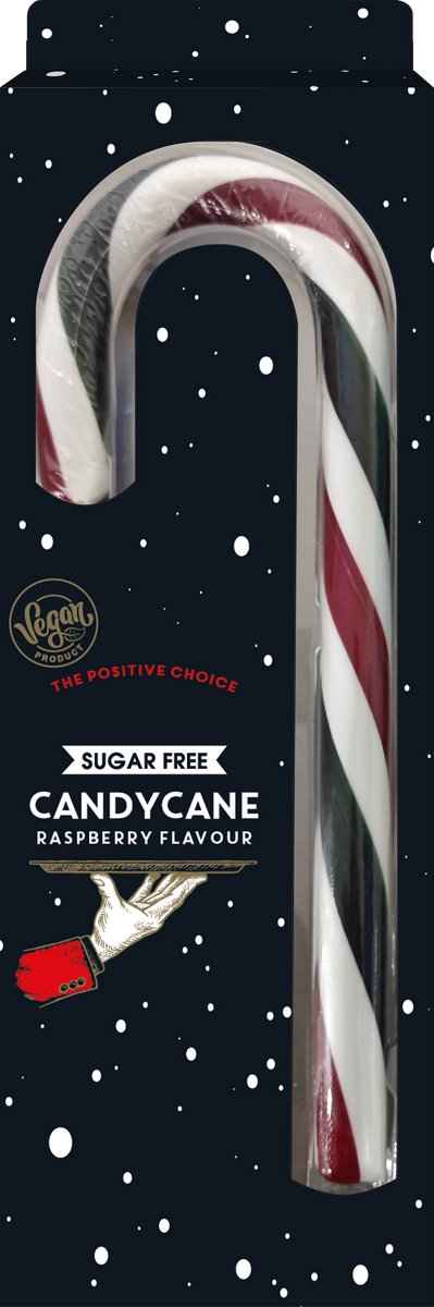 XL Suikervrije Candy Cane Zuurstok – Snoep – Frambozensmaak – Vegan Kerst Snoep – XL Candycane Kerst Traktatie & Decoratie