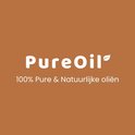 Logo van PureOil met de tekst '100% Pure & Natuurlijke oliën'.