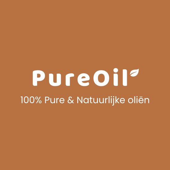 Logo van PureOil met de tekst '100% Pure & Natuurlijke oliën'.