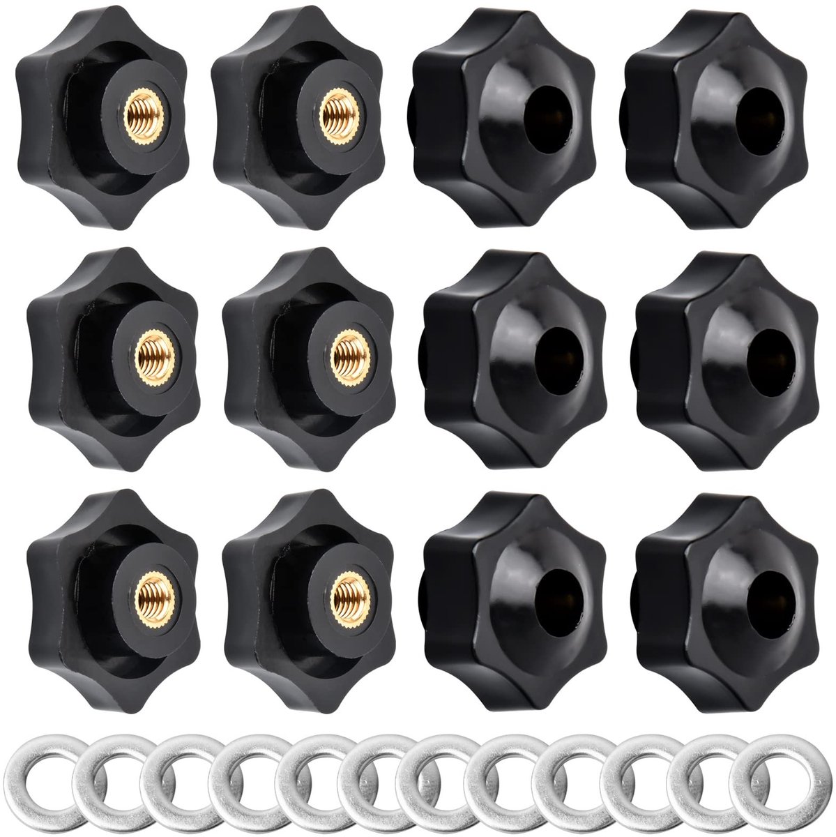 Dailygoods- Sterknoppen 12 stuks - M6 Schroefnoppen - Kunststof Handgreep - Vleugelschroef - Bevestigingsmateriaal - Hoogwaardige Schroefdraad - Schroefknoppen