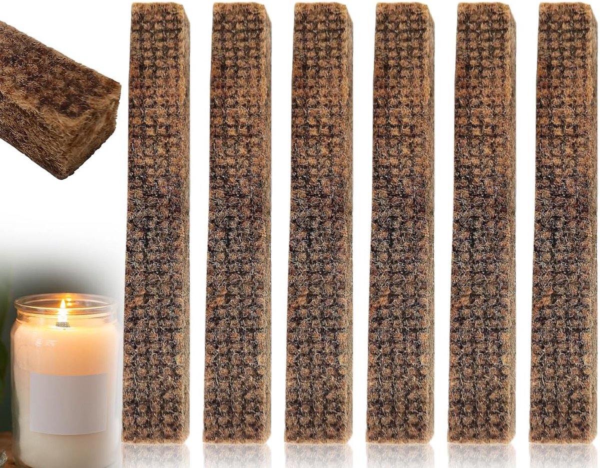 Dailygoods- Permanente Lont - 6 Stuks - Hoogwaardige Tafelvuurlonten - Compatibel met Wasvreter - Voor Kaarsresten - Duurzaam Materiaal - Kaarslont