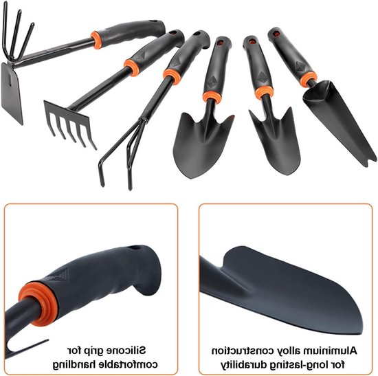 Tuingereedschap Set - Rostvrij Staal Gereedschap - 3 Delig - Ergonomisch Handvat - Voor Planten en Wieden - Zwart van Tuingereedschap. — afbeelding 2