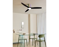 CREATE - Stille plafondventilator 100% hout 40W (Ø132cm) - Met licht LED - Afstandsbediening - 6 snelheden - Programmeerbaar - WIND CALM CUSTOM WOVEN