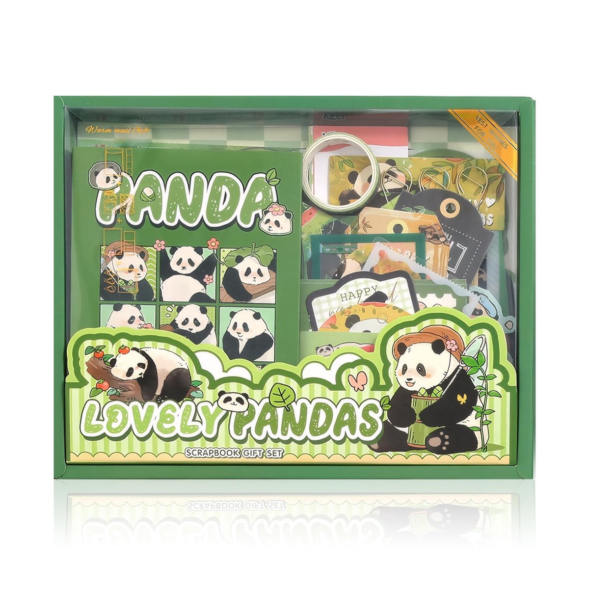 Dailygoods- Scrapbook-accessoireset met A6-notitieboek - Washi Tape - Stickers - Decoratief Papier - Panda Stijl - 23 x 18,5 x 2,5 cm - Scrapbookingkit