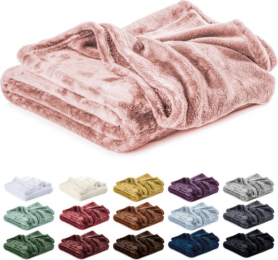 Lavea® Fleece Deken 270x240 cm – King Size, Zacht – Warme Knuffeldeken van Pluizige Microvezel voor Bank en Bed, Ademend en Wasbaar – Poederroze