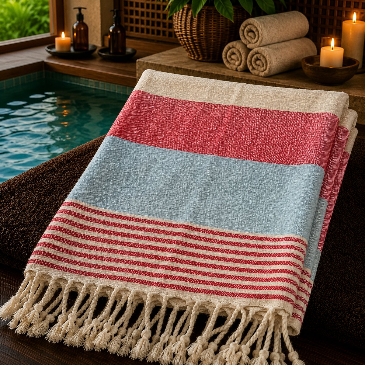 100% Katoenen Colorloop Hamamdoek – Turkse Handdoek & Strandlaken – Voor Sauna, Spa en Wellness