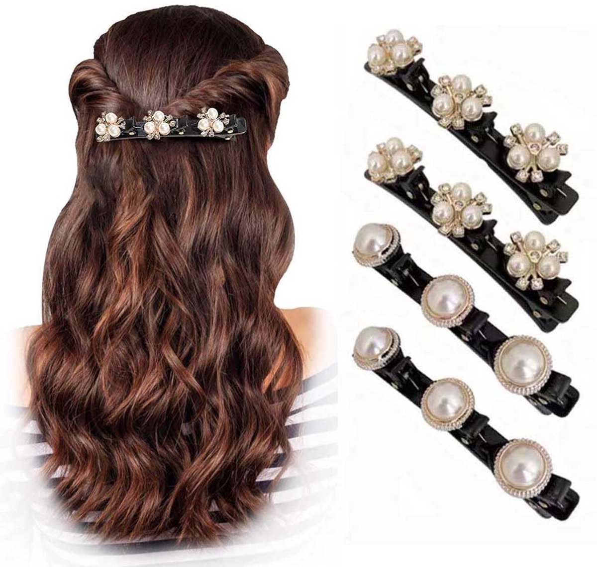VLEMICO- Haarspeldjes Dubbellaags Ontwerp - Sprankelende Haarclips - Kristallen Steen - 4 Stuks - Mode/Schatig - Veelkleurig
